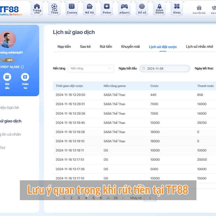 Lưu ý quan trọng khi rút tiền tại TF88 Lưu ý quan trọng khi rút tiền tại TF88