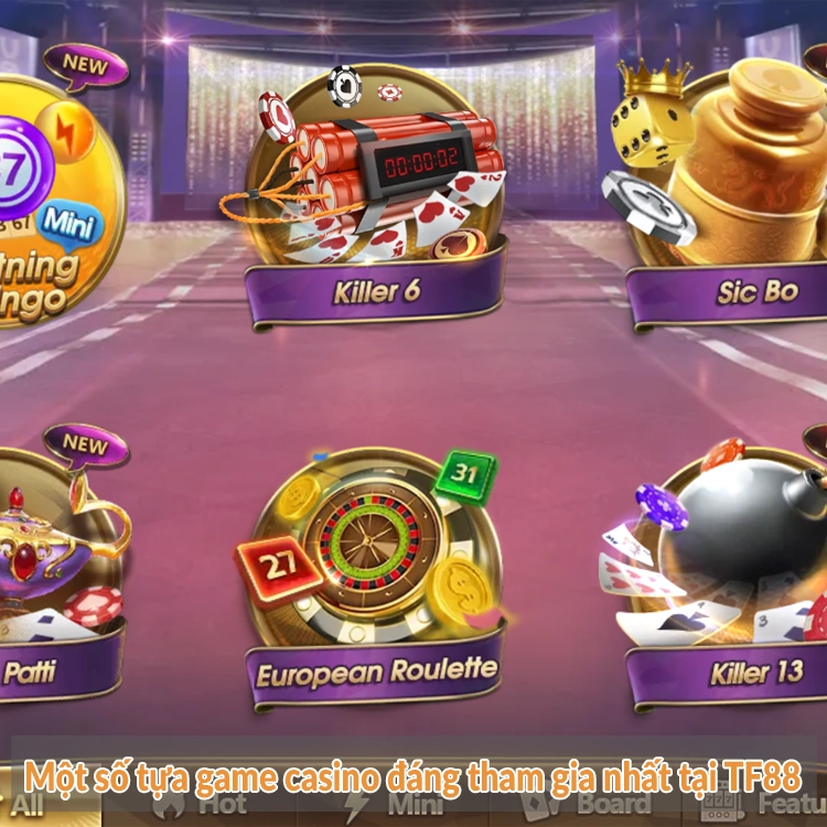 Một số tựa game casino đáng tham gia nhất tại TF88