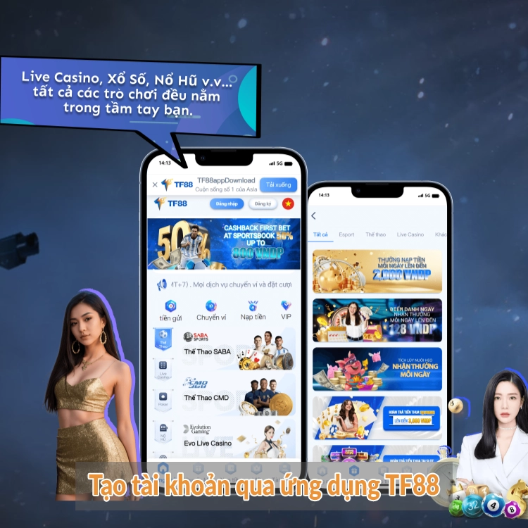 Tạo tài khoản qua ứng dụng TF88